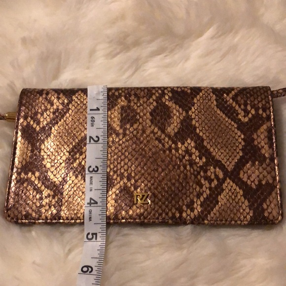 NWOT RZ Gold & Brown Animal Print Crossbody Wallet Gold Accents - Picture 8 of 9